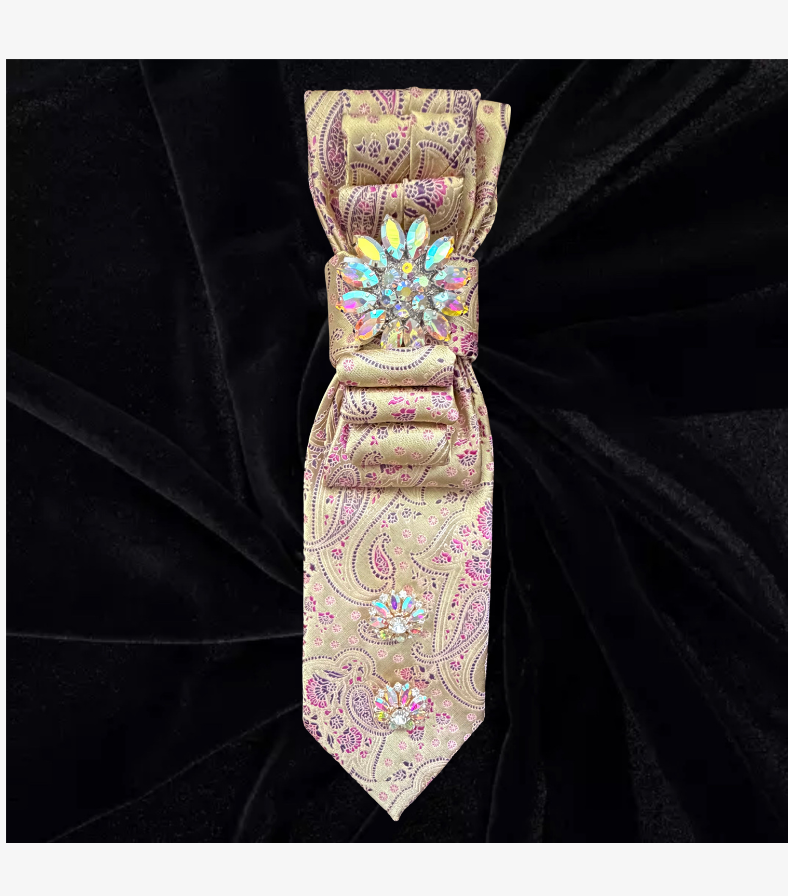 Elegant Paisley Rhinestone Tie – Pastel Luxe Edition