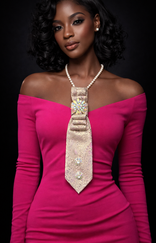 Elegant Paisley Rhinestone Tie – Pastel Luxe Edition